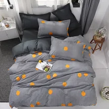 Z Jian Home lattice Bedding With Orange Round Pattern Bed Linings Duvet Cover Bed Sheet Pillowcases Cover 4pcs/set Bedding Set bedding set sailid a 108 1 cover set linings duvet cover bed sheet pillowcases tmallts