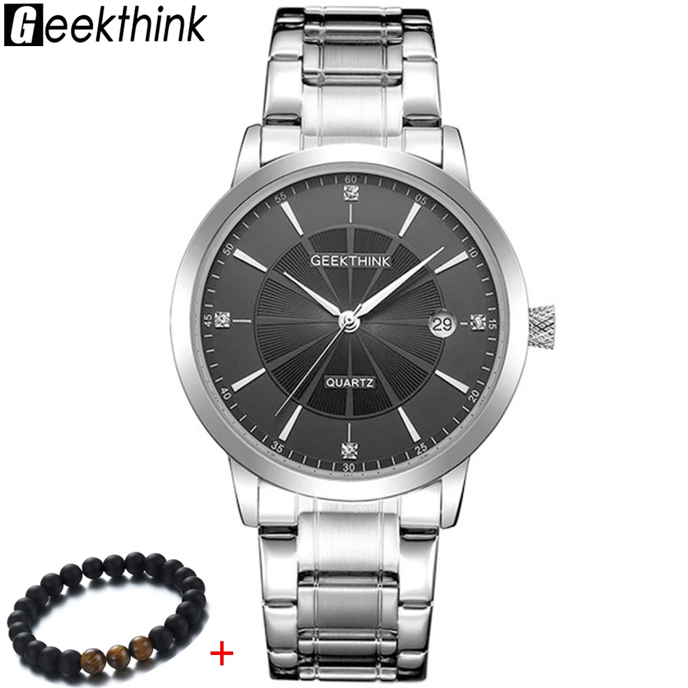 

GEEKTHINK 2018 New top luxury brand men watch stainless steel ultra-thin business quartz watch fashion style clock montre homme