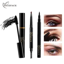Средства ухода для век Макияж комплект 1 шт. ресницы Тушь для ресниц+ 1 шт. Водонепроницаемый двойной головкой карандаш для бровей+ 1 шт. черный жидкая подводка для глаз Косметика комплект