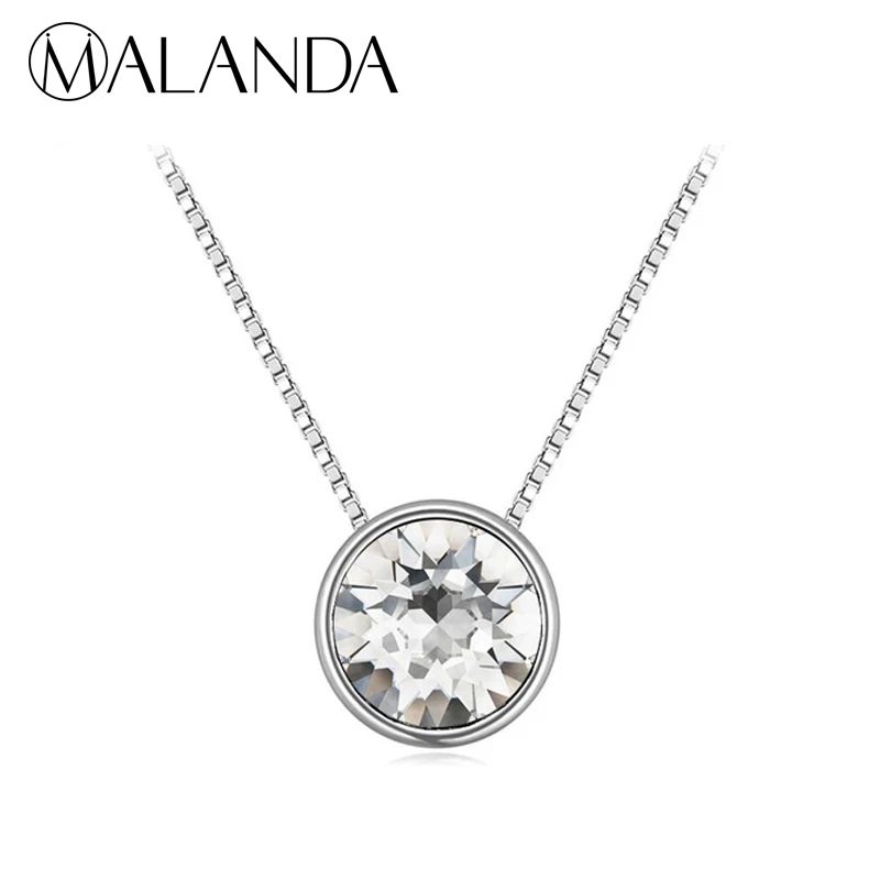 Malanda модный бренд круговой кулон круглый кристалл от Swarovski заявление Ожерелья для