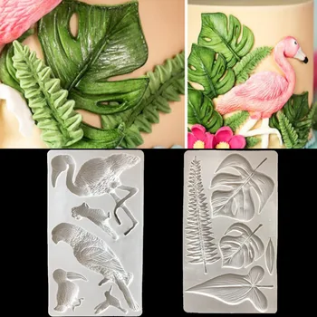 

Silicone Mold Tropical Rainforest Flamingo Parrot Tortoise Leaf Plants Ceramic Gypsum Mold Design DIY Mug Polymer Clay Mold