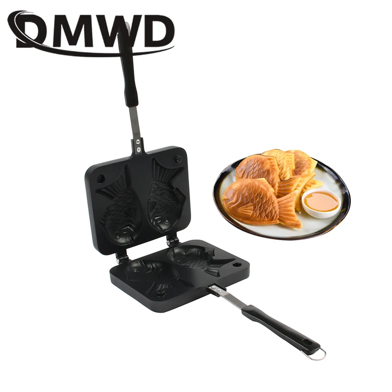 DMWD Japanese Fish-Shaped Cake Bakeware Ice Cream Fish Cone Taiyaki Waffle Grill Pan Gas Use Non-Stick 2 Molds Plate Baking Tool DMWD Japanese Fish-Shaped Cake Bakeware Ice Cream Fish Cone Taiyaki Waffle Grill Pan Gas Use Non-Stick 2 Molds Plate Baking Tool