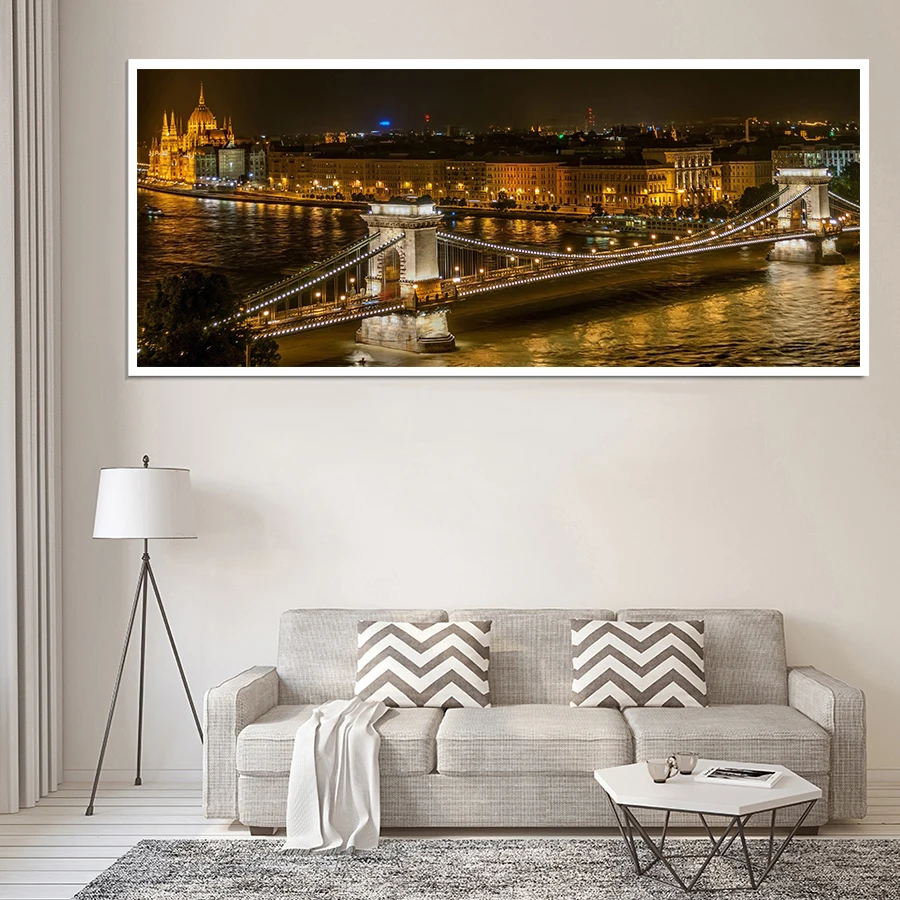 

City Night Landscape Wall Art Canvas Painting Tower Bridge London Wall Pictures Prints and Posters for Living Room Decoration