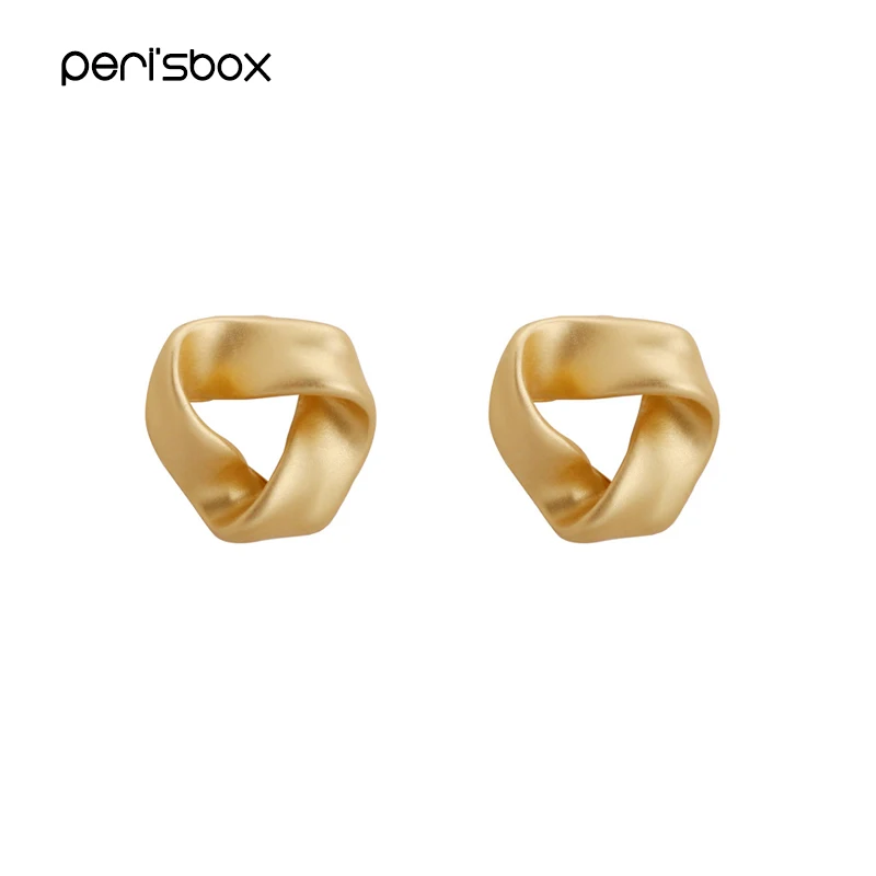 

Peri'sBox Gold Color Metal Small Twisted Stud Earrings Minimalist Post Earrings Bohemia Knot Earrrings Studs Jewelry Wholesale