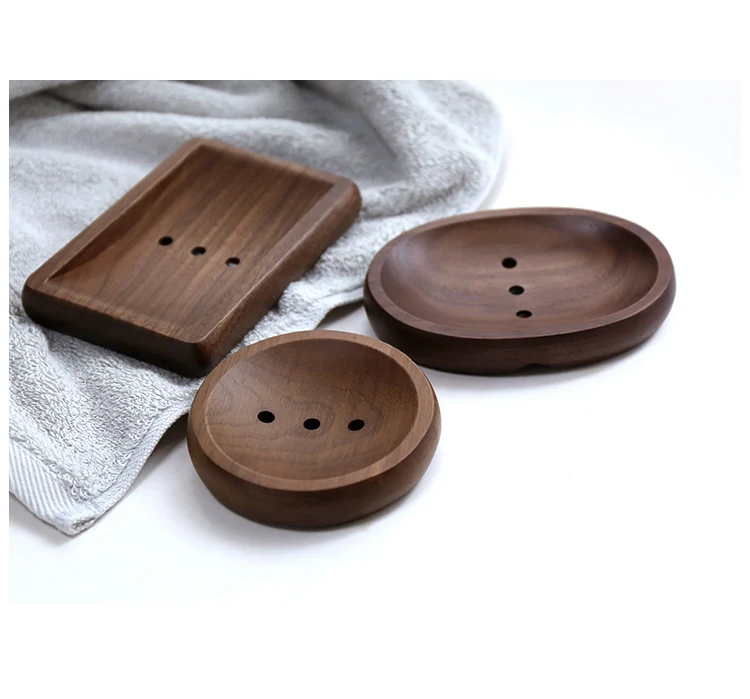 Япония Стиль творческий черный орех Мыло коробка Ванная комната ручной работы Мыло rack стойку Слива Применение для дома/отель квадратные овальный