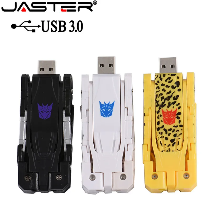 

JASTER Hot sale U disk 32g special offer cartoon character USB 3.0 16g cool transformation robot gift U disk 64G free shipping