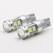 2x T10 194 W5W кри чип светодиодные Белый 50 Вт с Len проектор Алюминий корпус лампы DRL салона обратный источник света