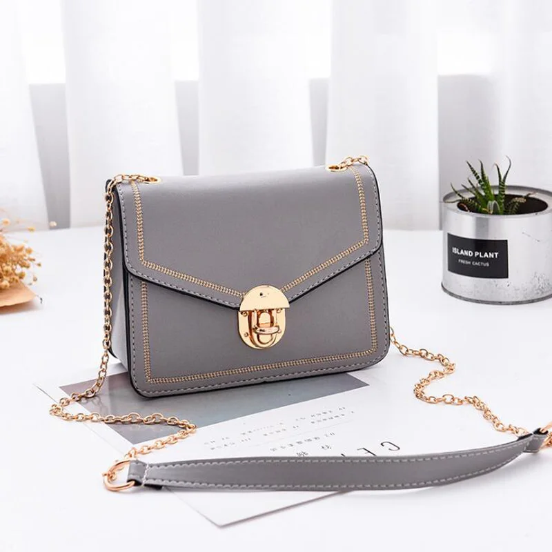 REPRCLA 2019 الصيف جديد المرأة حقيبة حقائب سلسلة حزام و قفل الكتف Crossbody حقيبة بو جلدية صغيرة المرأة حقيبة ساع