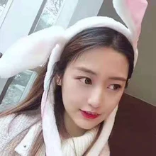 Шапка кролика с подвижными ушками, шапка кролика с ушками, теплая плюшевая Милая шапка с подушкой безопасности