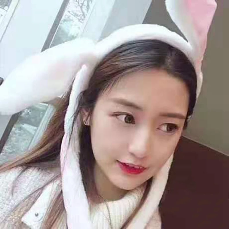 

Rabbit Hat With Moving Ears Bunny Hat Ears Warm Plush Sweet Cute Airbag Cap