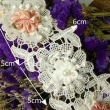 

1Yard Polyester Pearl 3D Flowers Embroidered African Lace Fabric 2018 High Quality Lace Trim Ribbon Fabric Handmade Sewing Craft
