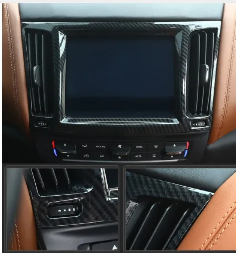 

Newest For Maserati Levante 2016 Car-Styling Plastic Carbon Fiber Color Interior Navigation box Frame Cover Trim Accessories