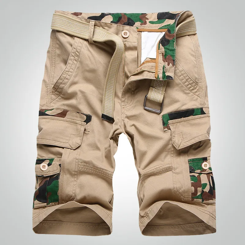 Камуфляжная оснастка мужская хлопковая большая свободная многокарманная контрастная прошивка Мужская Повседневная Пять приливов