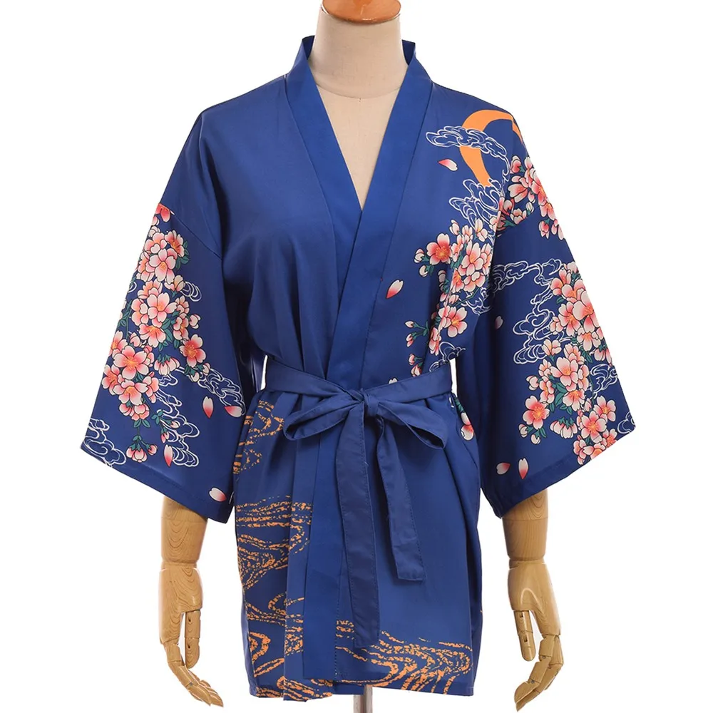 Retro Cosplay Yukata Sleeping Haori Bathrobe Vintage Japanese Fly Dragon Kimono
