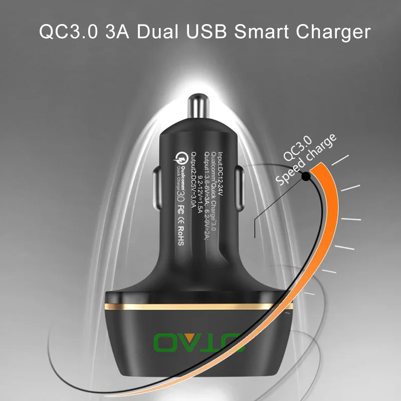 OTAO QC3.0 3A USB двойной смарт универсальный автомобильный Зарядное устройство