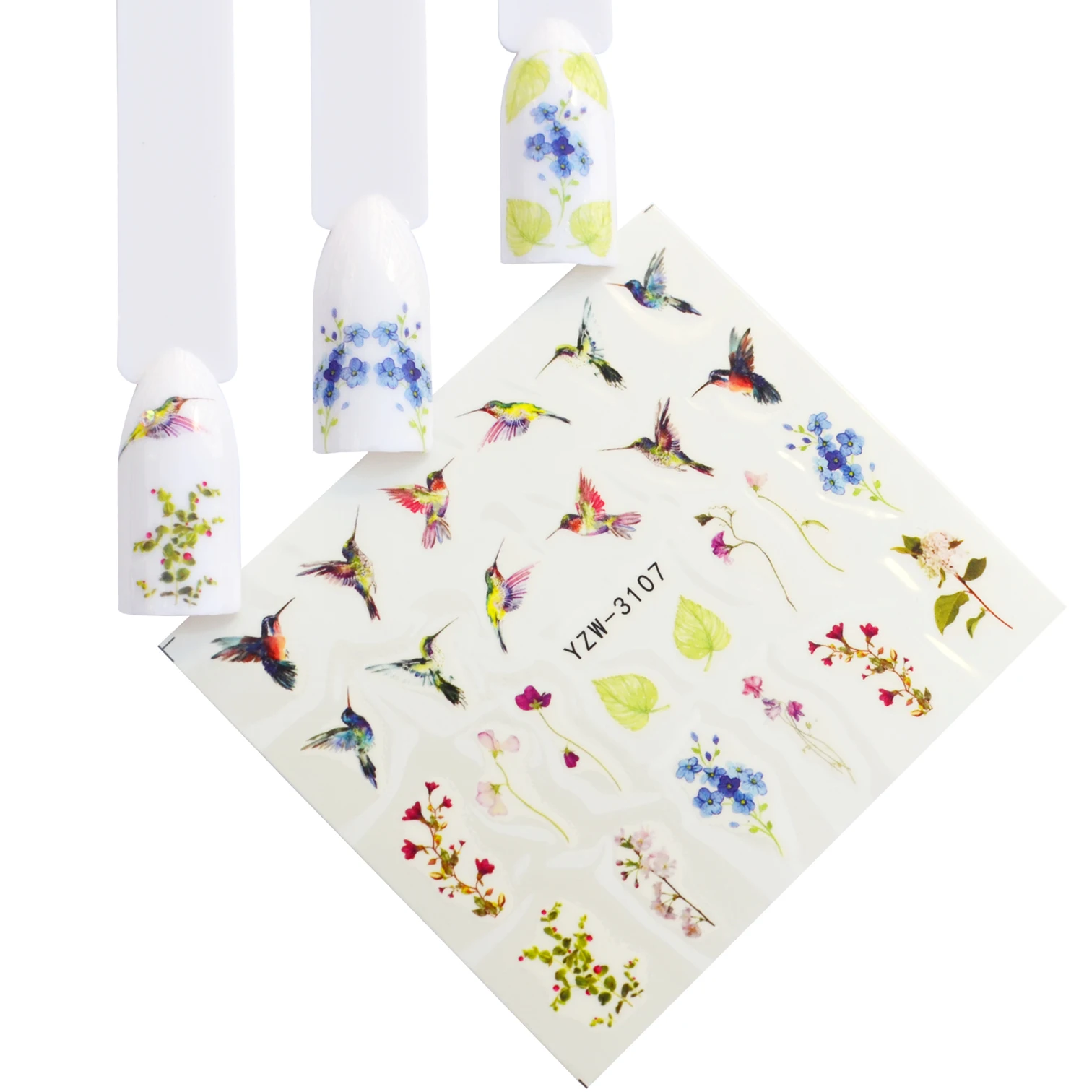 

WUF 1 Sheet Flamingo Bird Series Nail Stickers Water Decals Owl Wraps Flora Watermark Adhesive Decoration Manicure