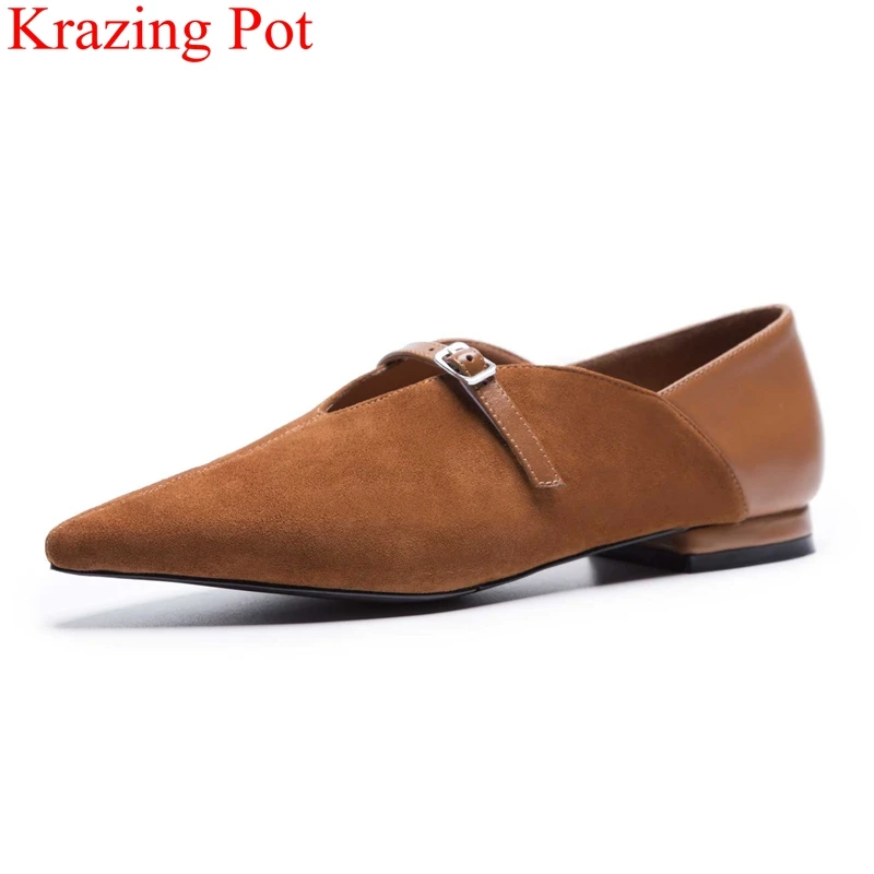 

2018 new arrival low heels genuine leather shallow women pumps elegant shallow office lady mature party party runway shoes L01