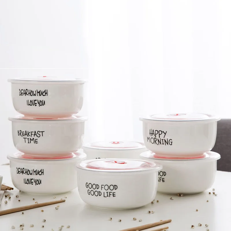 Home ceramic bowl with lid bubble large eating home ceramic soup large