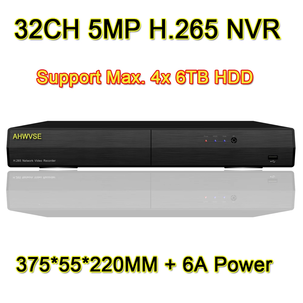 

Free Shipping H.265 32CH 5MP 4MP 2MP 1MP NVR Video Recorder 32 Channel, Support Max. 4*6TB HDD