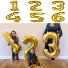 

40 inch gold Number Balloon First 16th 18th 20th 21st 30th 40th 50th 60th kid adult Birthday party Anniversary Decor Photo Prop