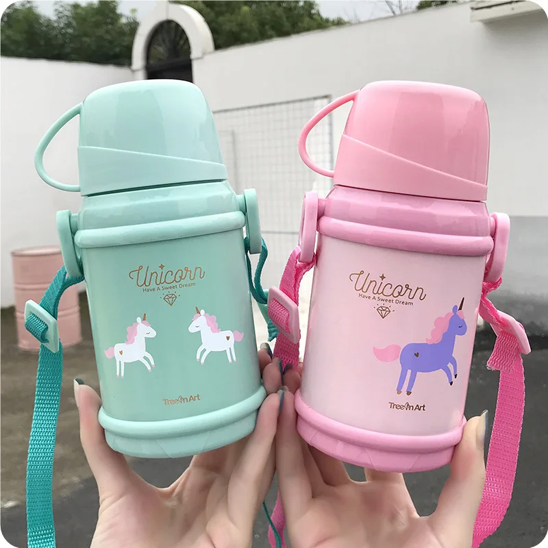 400ml Lovely Unicorn Stainless Steel Thermal Water Bottle with Cup Lid