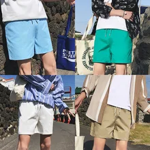 Повседневное BaggyMen шорты по колено Drawstring летние свободные шорты для женщин Сплошной плюс размеры короткие Hombre