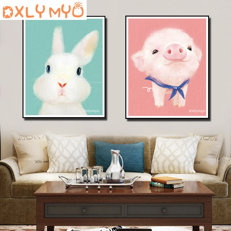 

5D Full Diamond Embroidery Animal Penguin Rabbit Bear Llama Picture Diamond Painting Nursery Baby Kids Room Crystal Painting Art