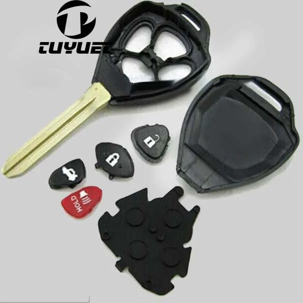 

New Replacement Uncut Blade Key Case Fix For Toyota Camry 4 Buttons Remote Key Shell-(With Red Button )
