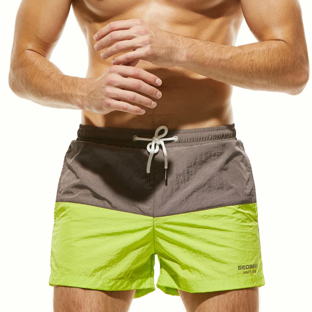 

Summer Boardshorts Men Constrast Color Board Shorts Beach Swimming Short Man Bermuda Board Surfing Wear Suit Fast Dry Beachwear