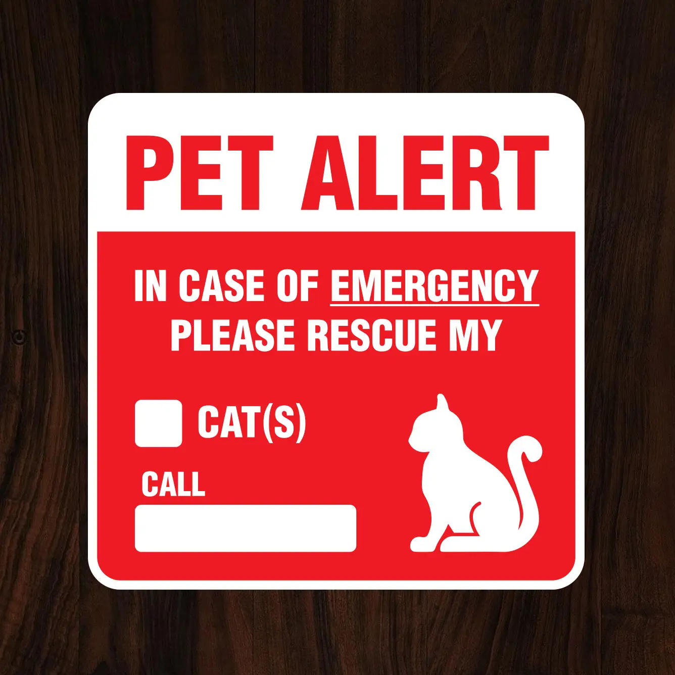 

CAT-KITTEN SAFETY STICKER - Kitty Pet Emergency Alert Safety Protection Decal