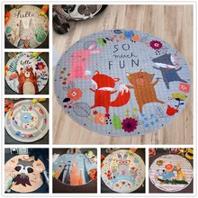 Мультяшная сумка для хранения игрушек, детские игровые коврики диаметром 145 см, многофункциональное круглое одеяло для ползания, игровой коврик