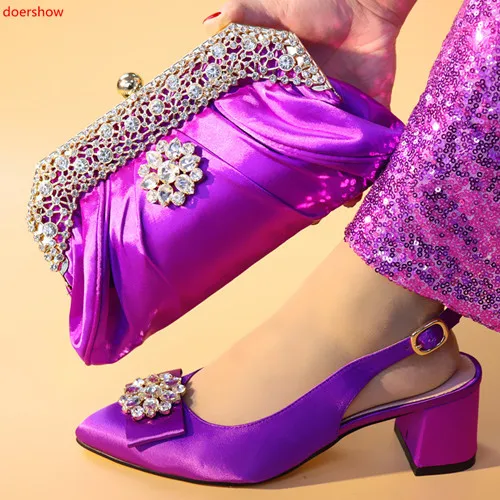 

doershow Italian Design Shoes With Matching Bag Set Hot Selling African Women High Heels Shoes And Bag Set!!SXX1-28
