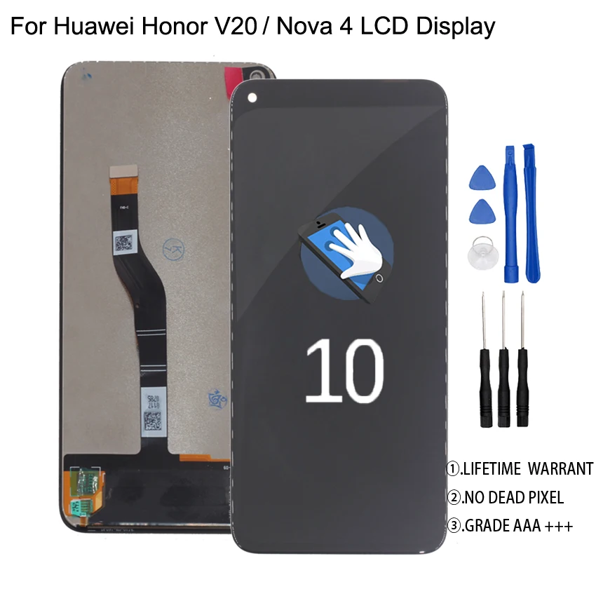 

Original For Huawei Honor V20 Touch Screen Digitizer Assembly For Huawei Nova 4 LCD Replacement Parts Free Tools