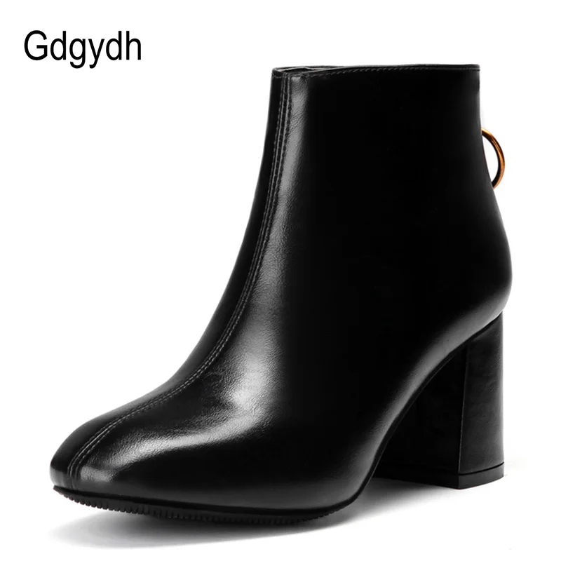 Gdgydh/Новое поступление; кожаные женские Ботинки на каблуке; женские ботильоны на высоком каблуке; повседневная обувь на резиновой подошве; коллекция года; сезон осень; акция