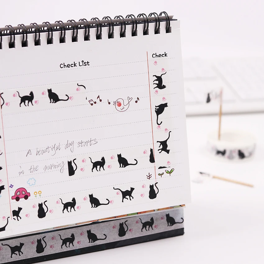 1%20PC%201.5Cm%20Wide%20Pink%20Foot%20Print%20Black%20Cat%20Washi%20Tape%20DIY%20Scrapbooking%20Sticker%20Label%20Masking%20Tape%20School%20Office%20Supply%20-%20Image%204
