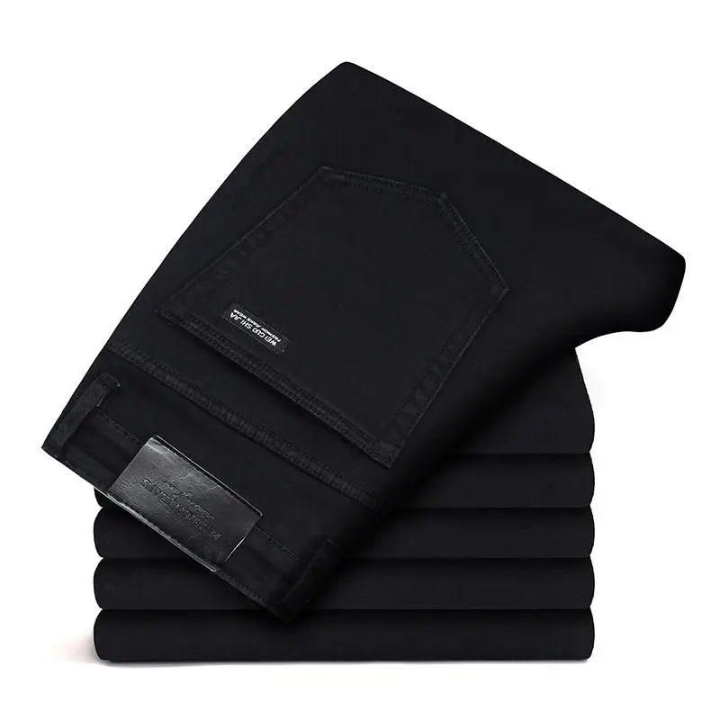 All Black Черные Серые брендовые джинсы, брюки, Мужская одежда, Эластичные Обтягивающие джинсы, деловые повседневные мужские джинсы, узкие брюки, классический стиль - Цвет: All Black