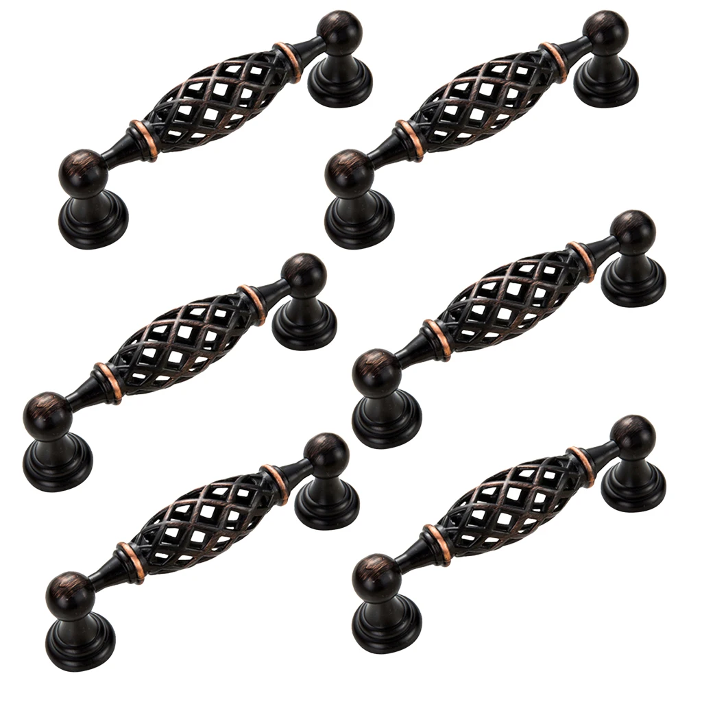 6Pieces Drawer Handle Spiral Bird Cage Cabinet Pull Knob Furniture Decor 120X30mm