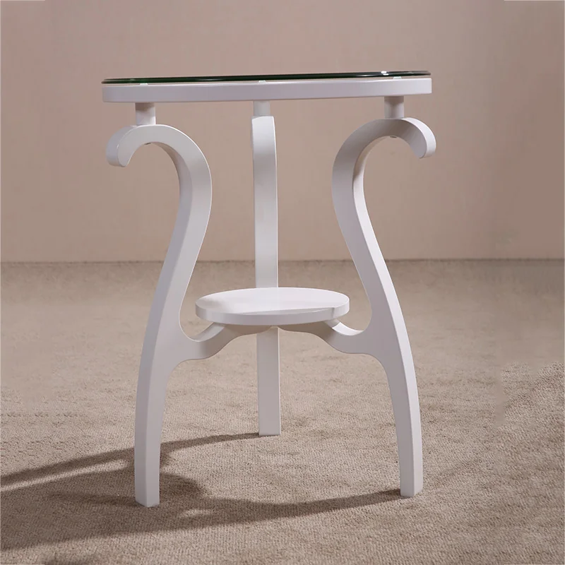NoEnName_ white Retro nostalgia suitable for living room set chair solid wood tea table elegant end table antique design furnitu