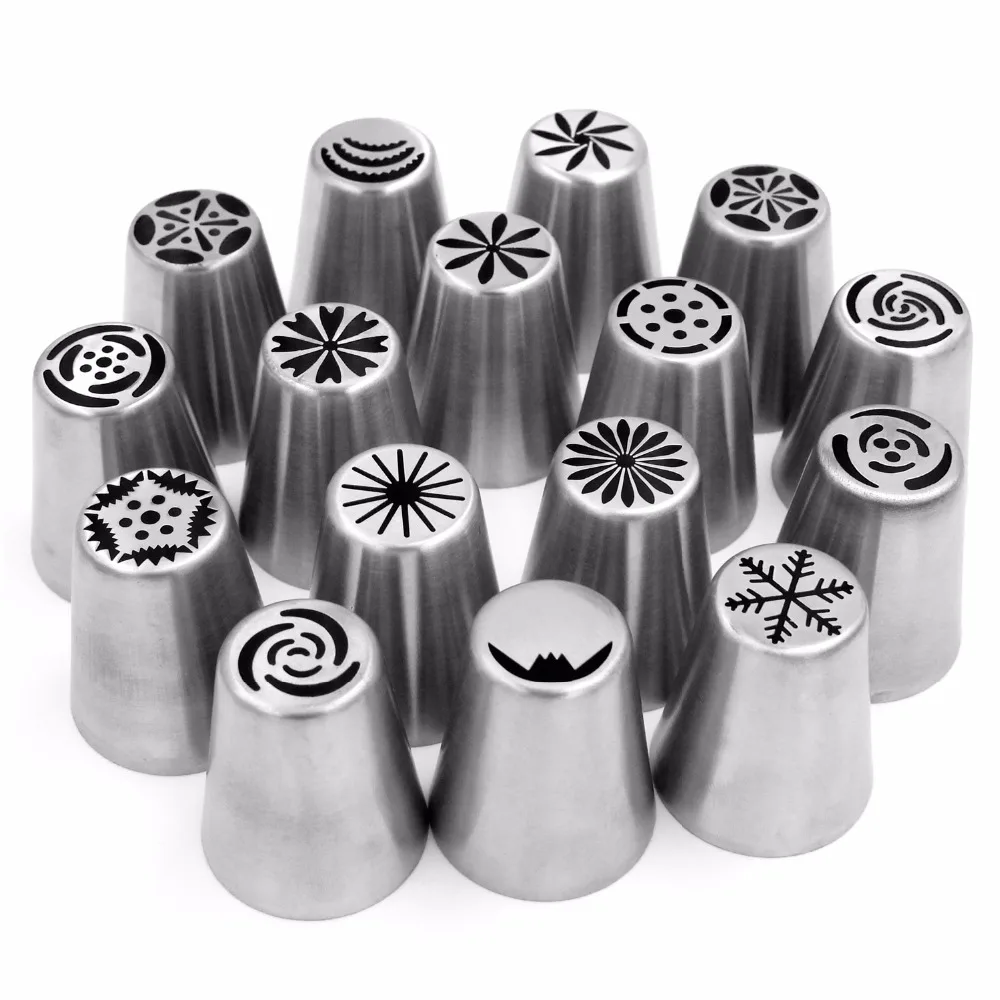 16pcs Cake Decorating Tools DIY Icing Piping Pastry Tips Stainless Stee