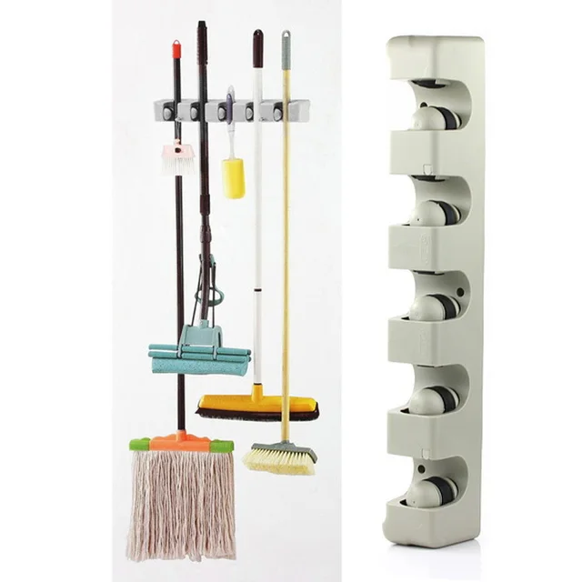 Wall Mounted Storage Mop Holder Brush Broom Hanger Rack Wall Mounted Storage Mop Holder Brush Broom Hanger Rack Kitchen Organizer With Accessory Hanging