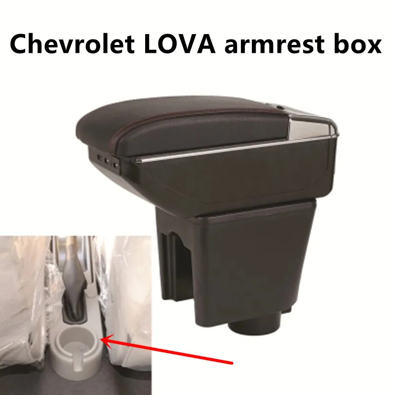 For Chevrolet Aveo T200 / T250 2002-2011 Rotatable Top Leather Center Console Storage Box Armrest Cup Arm Rest 2008 2009 2010