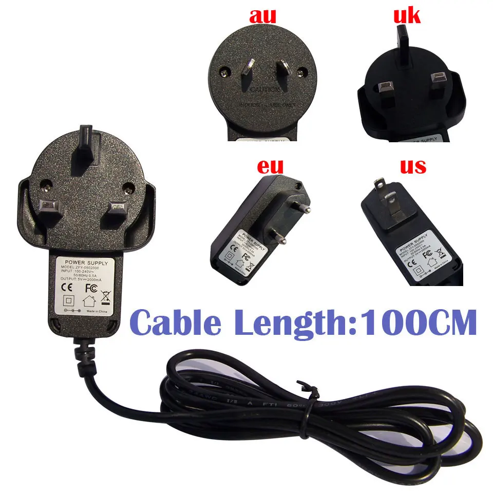 

10pcs Universal Adapter Charger for Android TV box Set-top boxes Shield TV Input 100-240V 50/60Hz 0.5A Output 5V 2000mA T9 MXQ