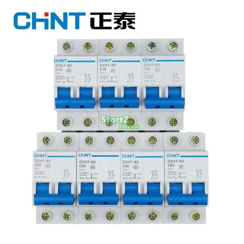 

1pcs CHNT Mini Household Circuit breaker C type DZ47-C 2P 1A 2A 3A 4A 6A 10A 16A 20A 25A 32A 40A 50A 60A