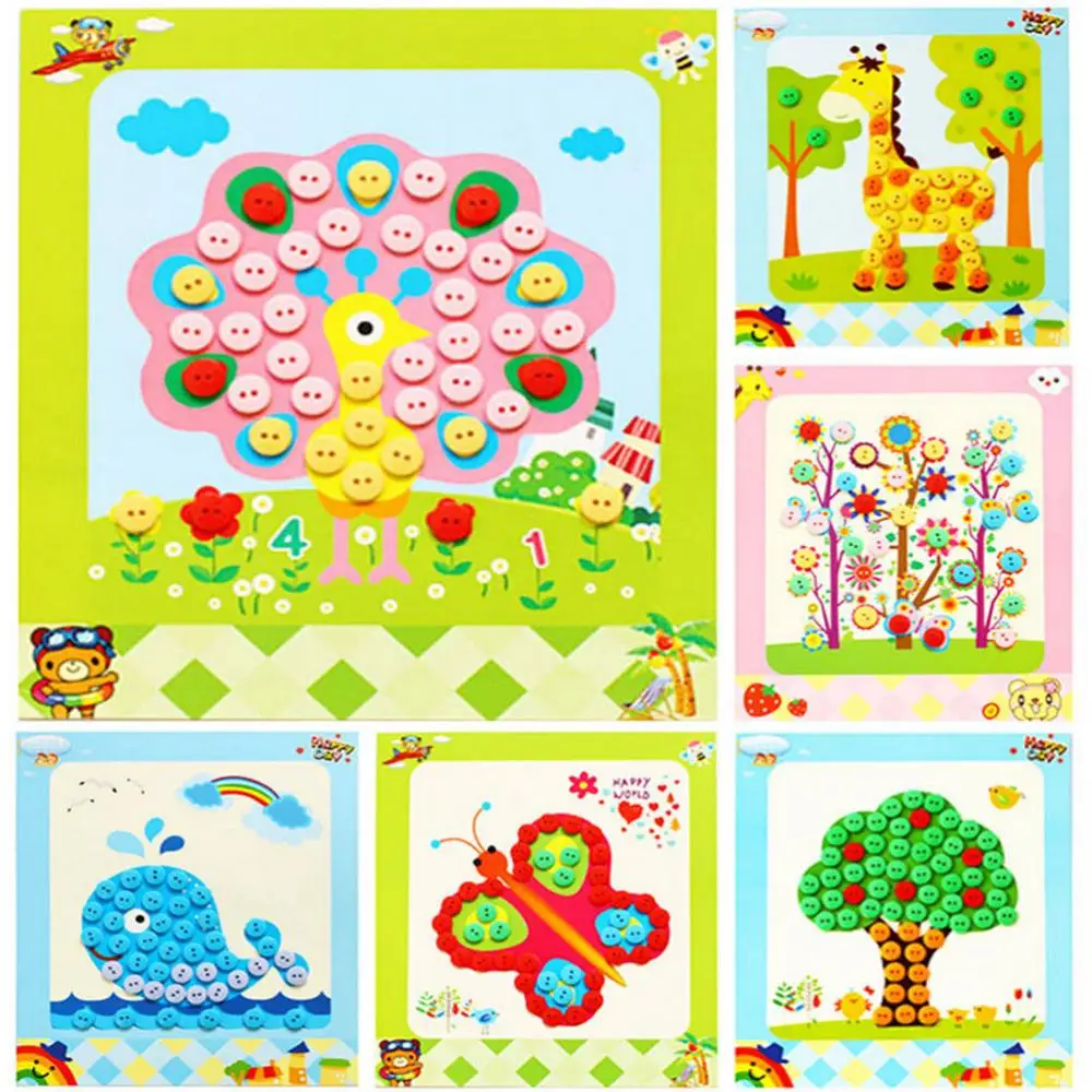 

Creative kids Sticky Art Educational Handmade Toys DIY Button to Craft Painting For Over 3 Years Kid Children