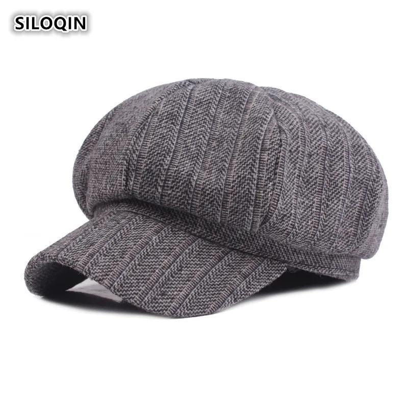 

SILOQIN Lady Brand Women Autumn And Winter Cotton Berets Adjustable Casquette Literary Youth Painter Newsboy hat Octagonal Cap