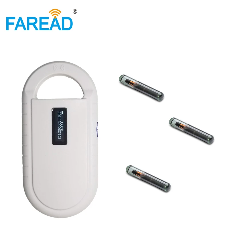 Free shipping FDX-B sensitive microchip reader for pet dog puppy horse ID tag Antilost + 1pc 134.2khz free sample RFID glass |