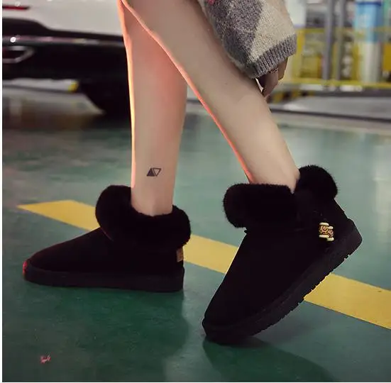 Новинка 2018 г. Зимние Женские ботинки в Корейском стиле, короткие бархатные ботинки с толстым хлопком, теплые зимние ботинки
