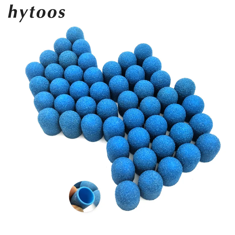 

50Pcs 13*19mm Plastic Base Pink Sanding Caps With Rubber Grip Pedicure Polishing Sand Block Drill Accessories Foot File Tool