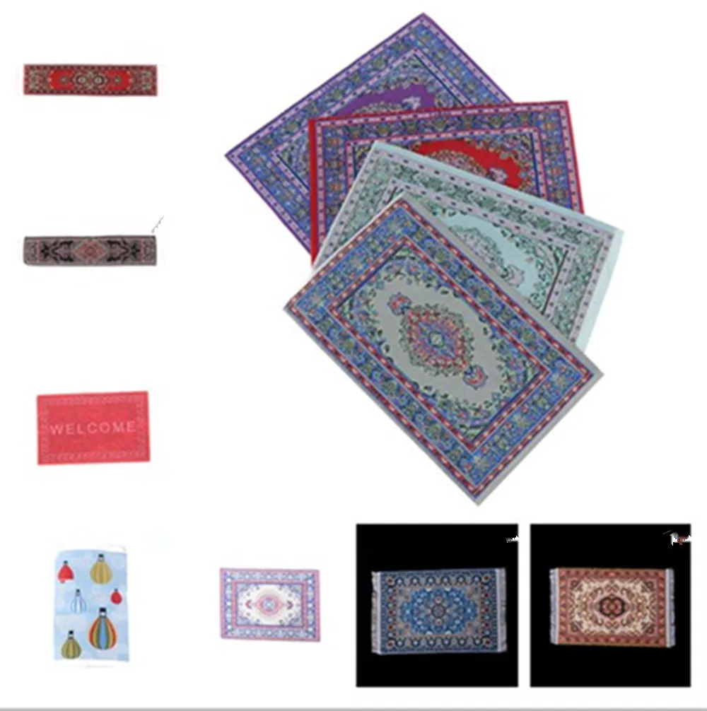 

NEW 1/12 Scale Woven Rug Floor Carpet Dolls House Miniatures Furniture Toys for Dollhouse Floor Silk Coverings Gifts