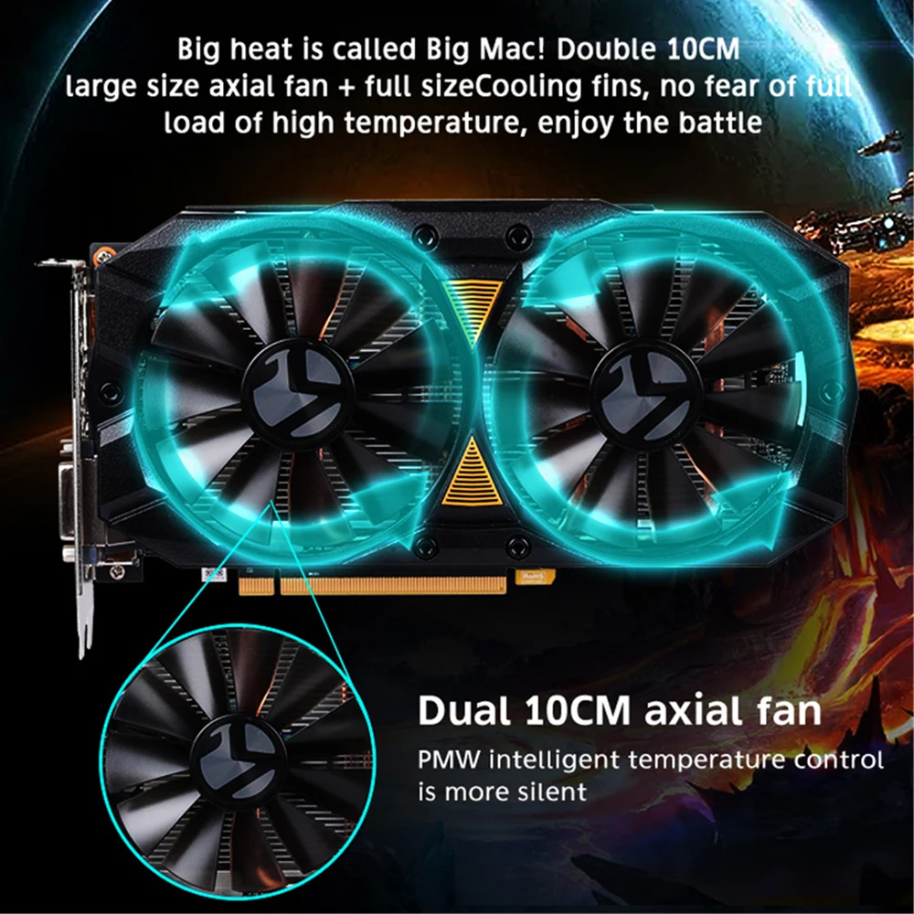 MAXSUN rx 580 Big Mac Plus 8G графическая карта 256bit AMD GDDR5 8000MHz 1257 1340MHz HDMI + 3 * DP DVI 2304 шт RX580